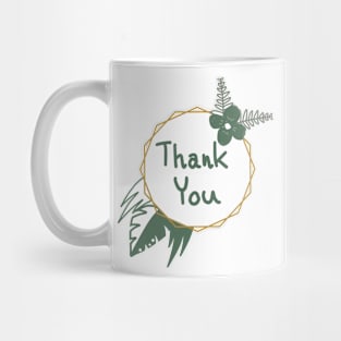 Thank you words on golden frame with leaf Mug